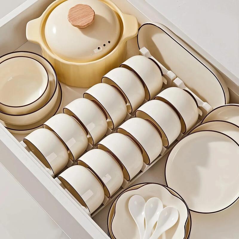 39-Piece Simple Solid Color Ceramic Dinnerware Set