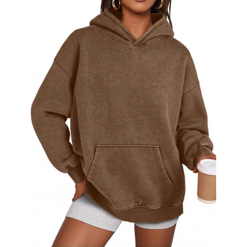 Women S Loose Fit Hooded Sweatshirt Casual Long Sleeve Solid Top