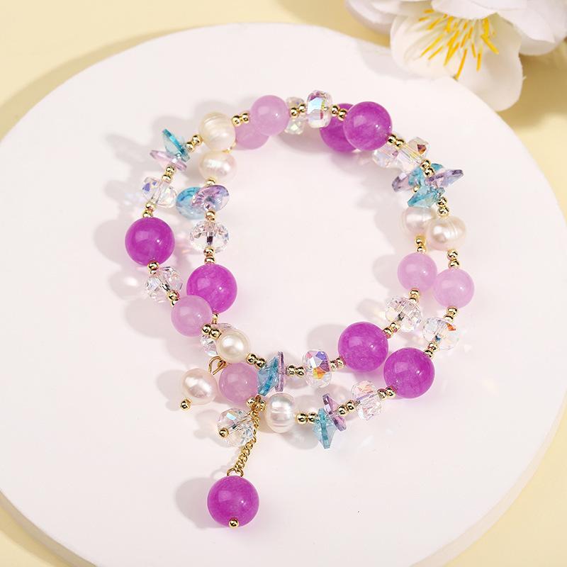 New Super Immortal Double-layer Bracelet Female Mori Sweet Girl Crystal Beaded Bracelet Personalized Student Girlfriend Jewelry