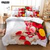 Roupa de Cama Estampada Flor de Amor 3D Conjuntos de Roupa de Cama de Poliéster Cobertores para Crianças Meninos Roupa de Cama para Adolescentes Conjunto de Roupa de Cama Tamanho King