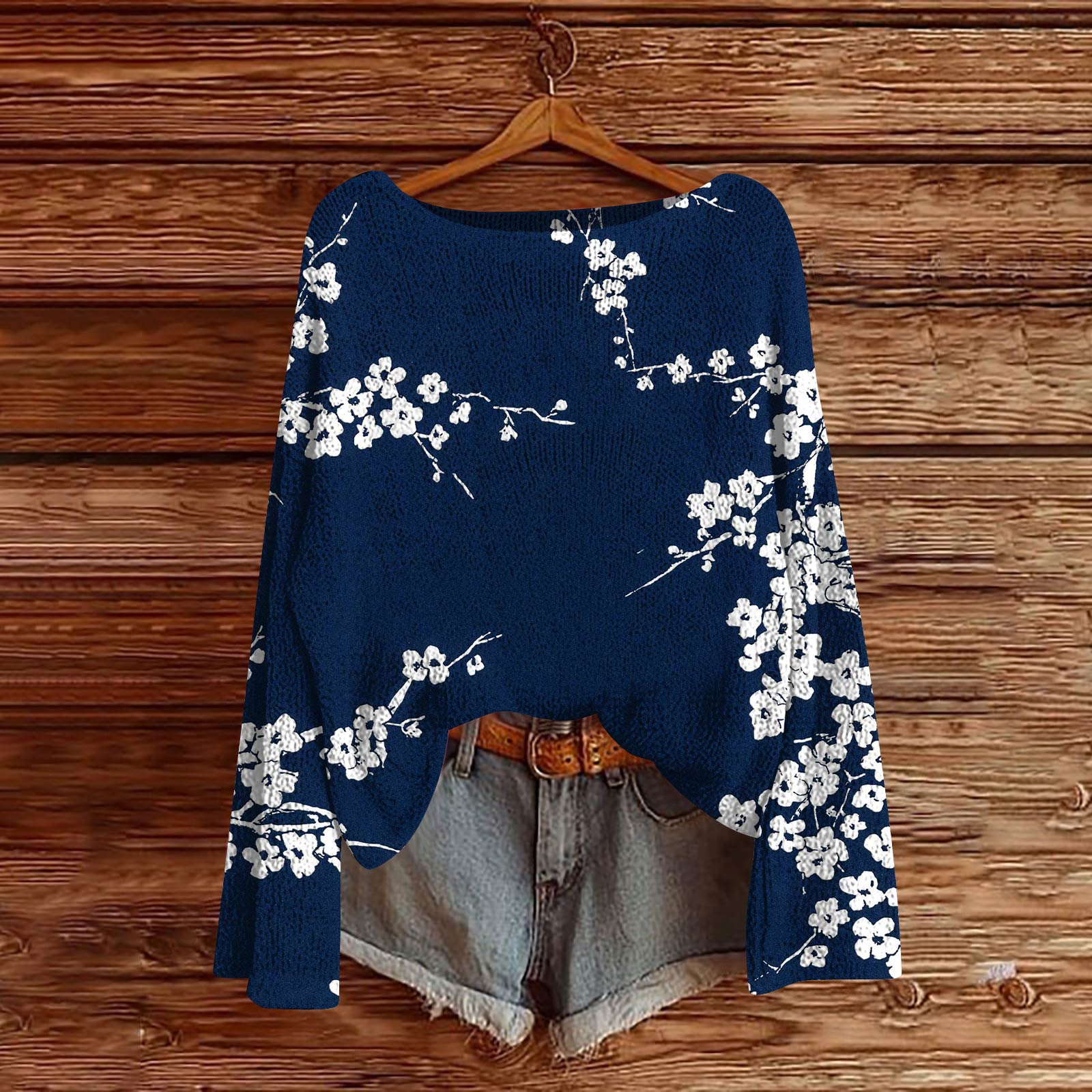 

Women s Fashion Vintage Lightweight Sweater Casual Long-Sleeve Knit Pullover Top S