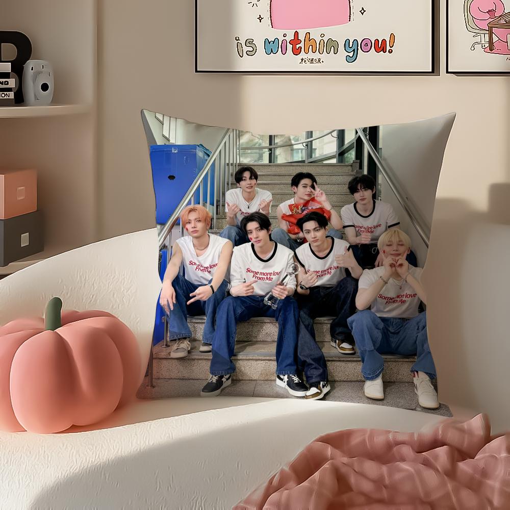 Korean Kpop Boy Group Superstar EENHYPEN Cushion Cover Pillowcase Short Plush Invisible zipper Room Sofa Cushion Cover