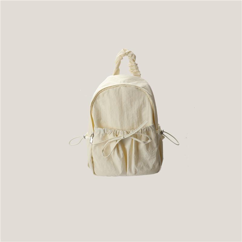 Summer small fresh bow pleated backpack women s large capacity backpack student class schoolbag  new trendy standard