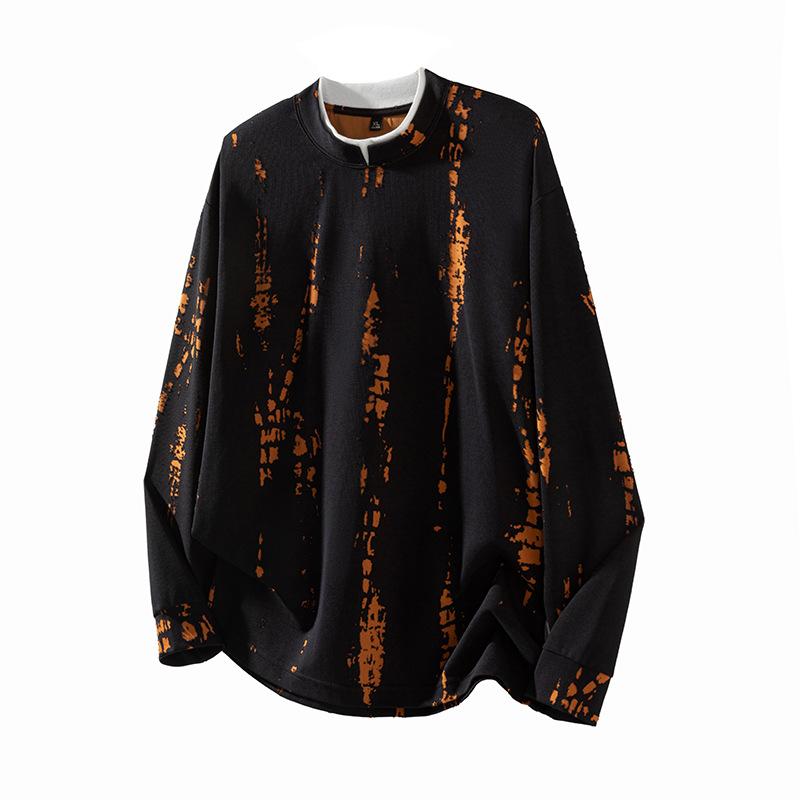 Hip-hop Fake Two-piece Long-sleeved T-shirt Men's Design Sense Street Irregular Wear-out T-shirt Shirt