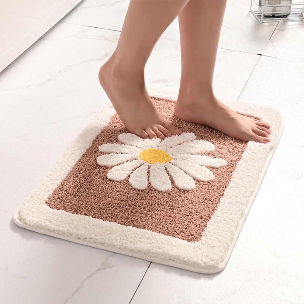 Small Daisy Door Floor Living Room Carpet Bathroom Non-slip Mat Toilet Door Kitchen Floor Mat