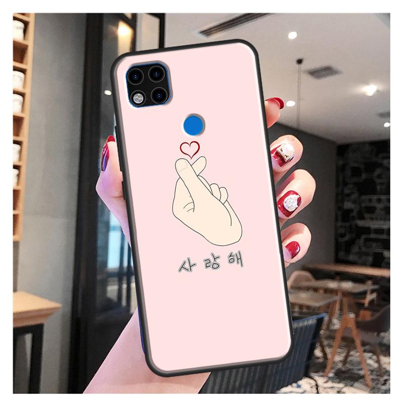 Roztomilý korejský font Saranghae Miluji tě Pro pouzdro Redmi 10 Pro Xiaomi Redmi Note 11 Pro 8 9 10 Pro 8T 9S 10S 9A 9C 9T Kryt Fundas