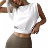 2026 Summer New Women's Fashion Solid Color Short Sleeveless Round Neck T-Shirt