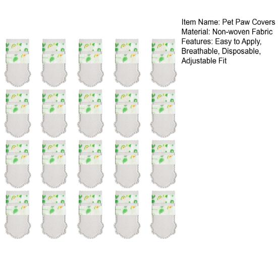 20Pcs Disposable Dog Booties Waterproof Breathable Pet Paw Covers Paw Protectors with Adjustable Bandage for Dogs Cats Indoor Outdoor