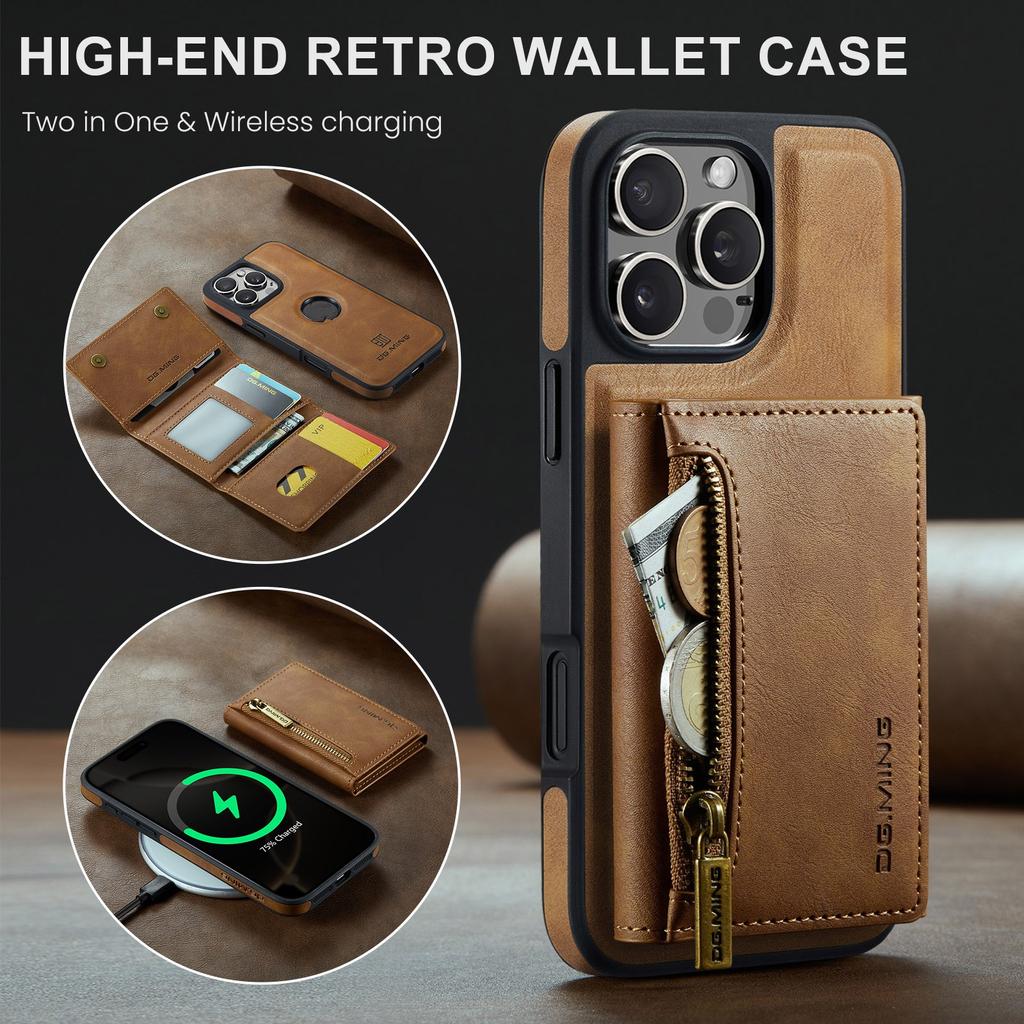 Hot 2 In 1 Luxury Leather Wallet Phone Case Cover for iPhone 16 Pro Max Shockproof with Credit Card Cover for Men Business Case