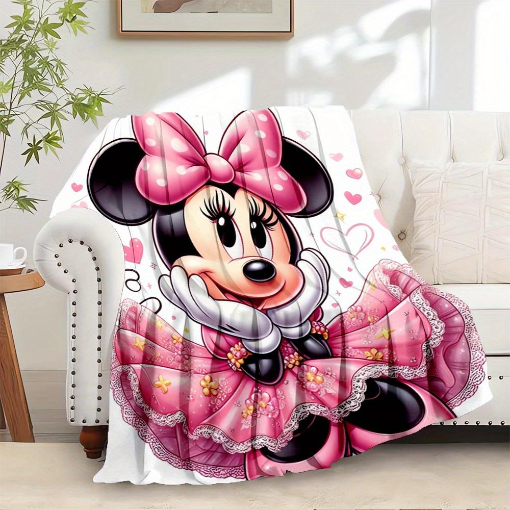 

1 PC Velvet Pink Minnie Mouse Bedding Throw Blanket Sofa Coverlet Gift Home Decoration Cute Cartoon Character Warm Plush Throw for s Room De 130x150cm