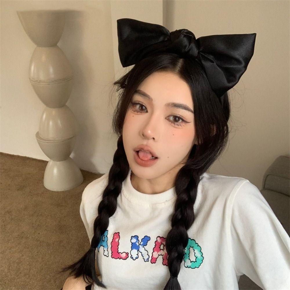 Lovely Bowknot Headband Satin Cosplay Hair Hoop Fashion Lolita Hair Band  Costume Decoration