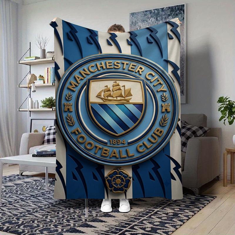 Manchester City Fire Logo Blanket Camping Trip Suitable For All Seasons Nap Blanket Machine Washable Office Rest Blanket
