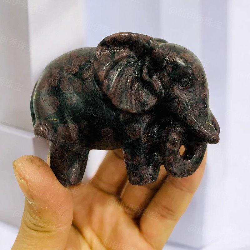 

Natural Crystal Garnet Flame Stone - 8cm Elephant Home Decor, Creative Crystal Gift Elephant Ornament, Home Decoration Accessory