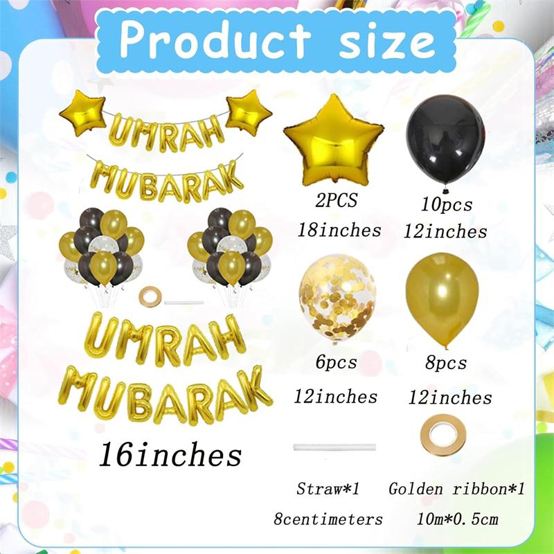 

Умра Мубарак Баннер Воздушные шары Набор Исламский Мусульманский Рамадан Украшение Дома 1 Set