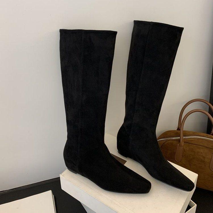 Pile boots women's autumn and winter wasteland beautiful and thin cowboy boots new western inner height increase 2025 rad fold tip