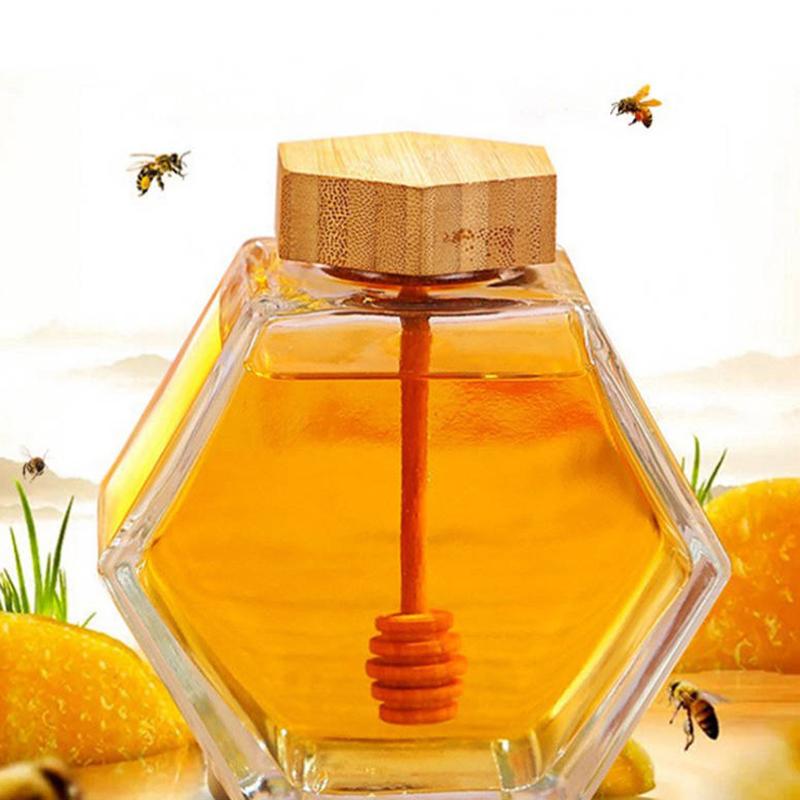 20Pcs Durable Long Stick Honey Stir High Quality Bar Mixing Handle Jar Spoon Practical Wood Dipper Honey Kitchen Accessories