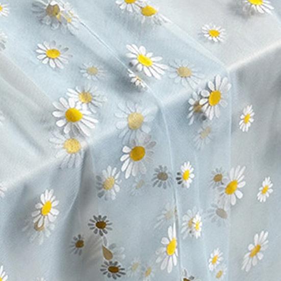 Tüll Gänseblümchen Tischläufer Frühling Blumiger Tischläufer Rustikaler Blumen Tischläufer für Hochzeit Babyparty Geburtstagsparty Bauernhaus Dekor