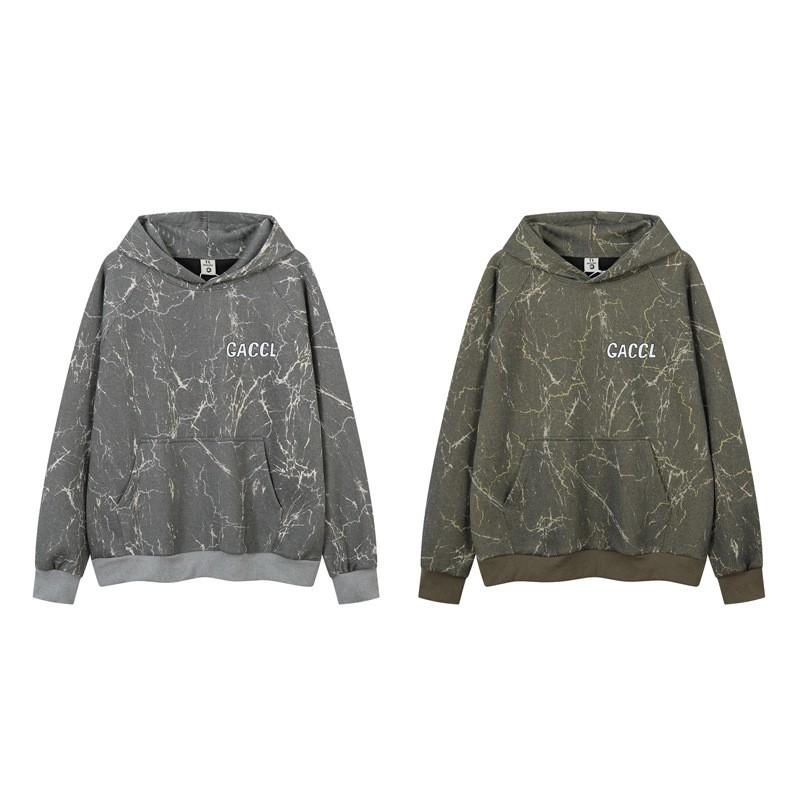 Unisex Distressed Crack Embroidery Letter Hoodie Streetwear Oversized Pullover Men Women Fall