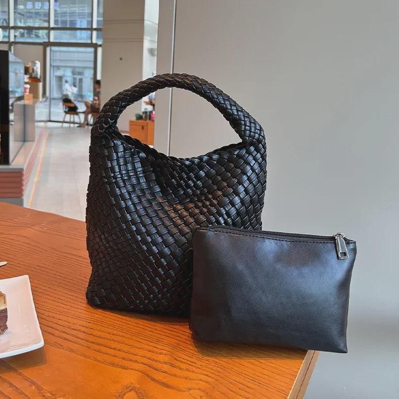 

Плетеная сумка через плечо в стиле ретро Майяра: Модная и компактная сумочка чёрный