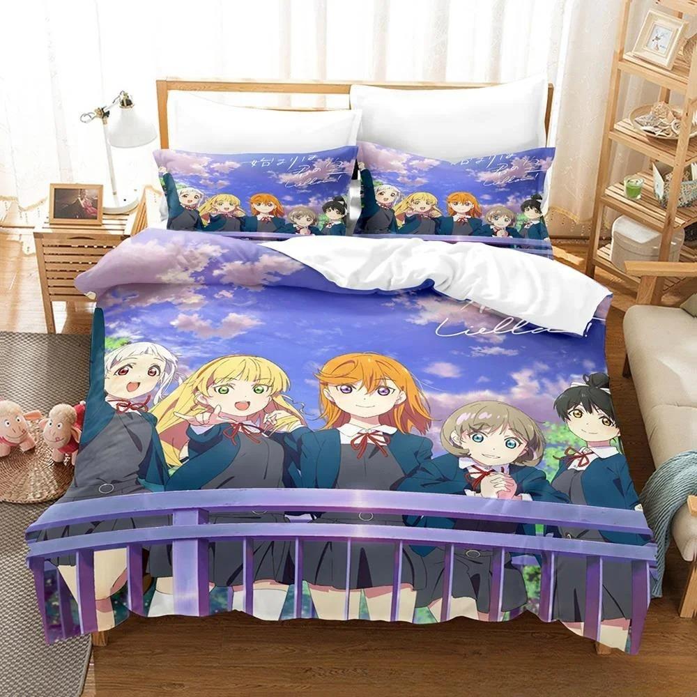 

Breathable Trendy Fashion 2025 New Kawaii Love Live Cartoon Anime three piece Adult Kid Bedroom Sets Home Textiles Quilt Comforter (quilt)-EU Single(135*200cm)3pcs