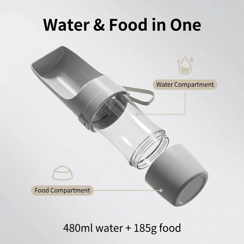2-in-1 Pet Water Bottle Food Container Portable Leakproof Dogs Cats Drinking Cup for Walking Travel Puppy Food Water Dispenser