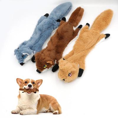Plüsch Leder Eichhörnchen Hundespielzeug mit Sound zum Zahnen und für das selbstständige Spielen