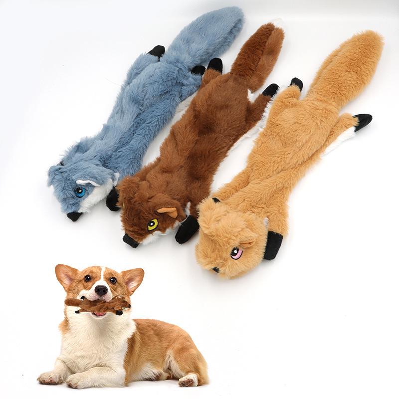 Plush Leather Squirrel Dog Toy with Sound for Teething and Self-Play