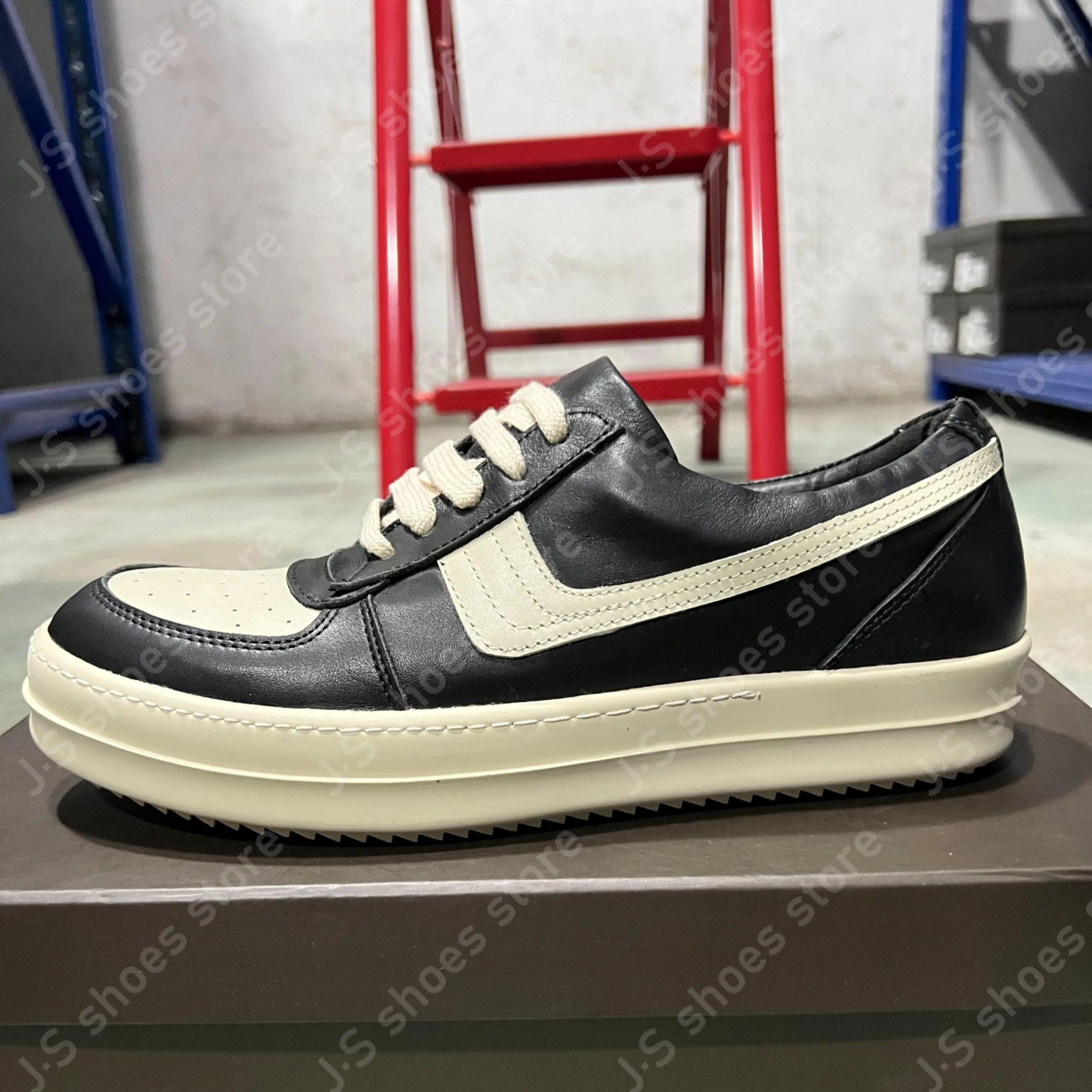 

R-o Design Black White Leather Low Top Shoe Geobasket High Quality Men Shoes Women Casual Sneaker Lace Up Flat Sneakers Boot 48 черный белый