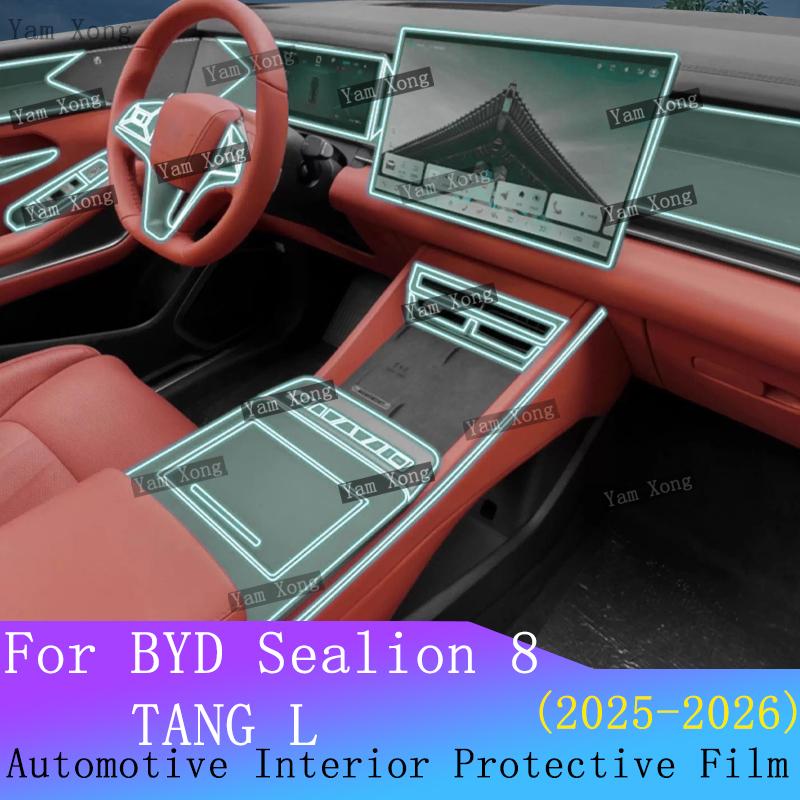 For BYD Sealion 8 TANG L Full Set Interior Film Gear Panel Transparent Protection Sticker Navigation Screen Anti-scratch Films
