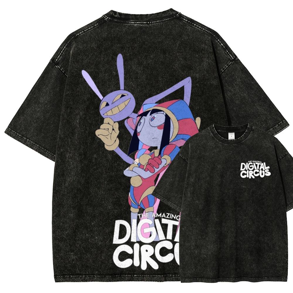 Trendsetter Loose Clothes The Amazing Digital Circus Anime Liefhebber Gewassen T-shirt Kleding voor het hele jaar hoge kwaliteit persoonlijkheid Kleding Grote Maten Unisex Nieuw Model Koppel tee S