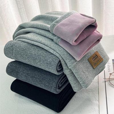 834 Style High-Waist Lamb Wool Leggings - Women's Warm Velvet-Lined Cotton Pants for Autumn