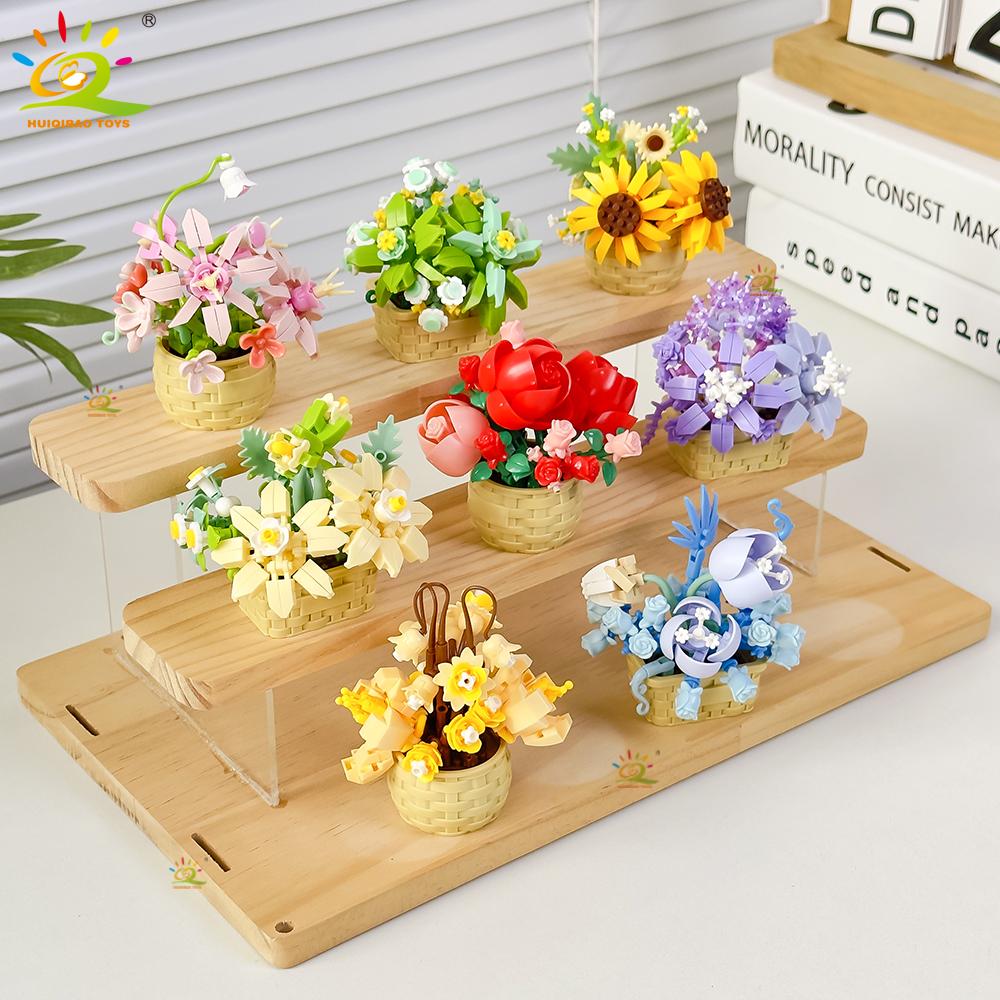 HUIQIBAO Model Floare Eternă Buchet Plantă la Ghiveci Micro Blocuri de Construcție MOC DIY Decor Birou Acasă Jucărie Cărămidă Pentru Copii