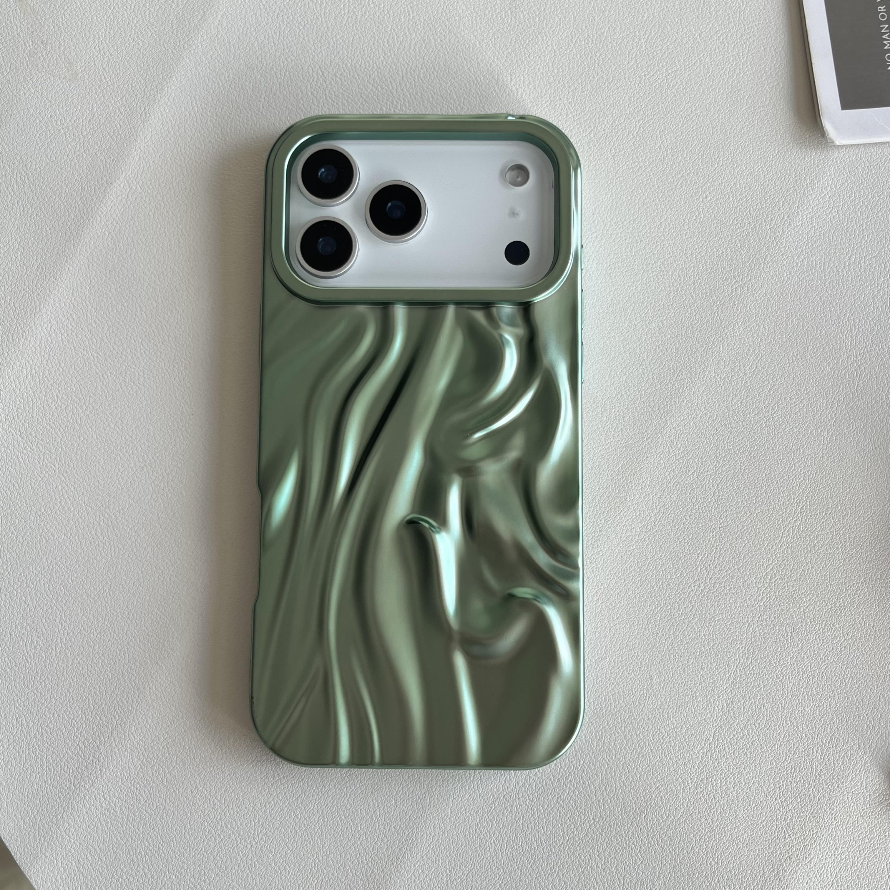 

Senior Solid Color Crumpled Phone Case For iPhone 17 16 15 14 Plus 13 12 Pro Max Fold Pattern Plating Smooth Matte Cover iPhone 11 Pro Max