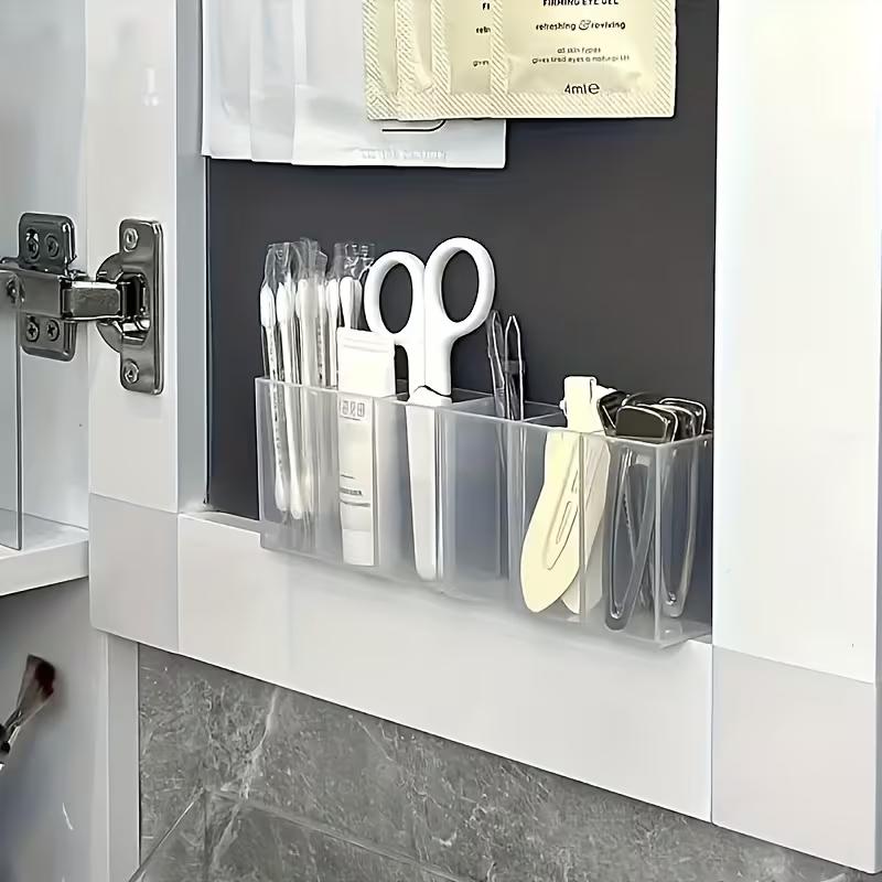 Transparent 3 Grid Wall Storage Box – Self Adhesive No Drill Organizer for Makeup Brushes, Lipstick, Pens, Perfume, Bathroom & Vanity Storage