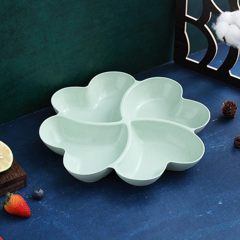 Grid Storage, Fruit Plate, Four-Leaf Clover, Dried Fruit Plate, Lucky Grass Snack Plate, Dessert Plate, Fruit Plate, Peach Heart Plate.