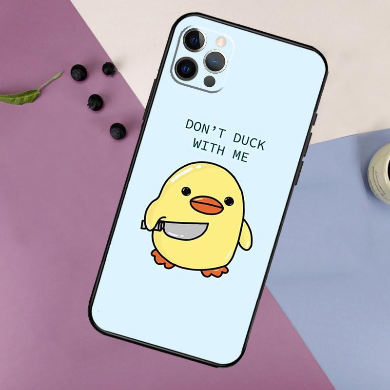 

Cartoon Duck Knife Phone Case For iPhone 17 16 15 14 11 12 13 Pro Max Plus 12 13 mini 16e 17 Air Bumper Cover iPhone 14 Plus