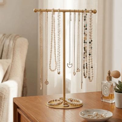 Metal Frame Jewelry Display Stand Horizontal Bar Necklace Holder  Woman Accessories