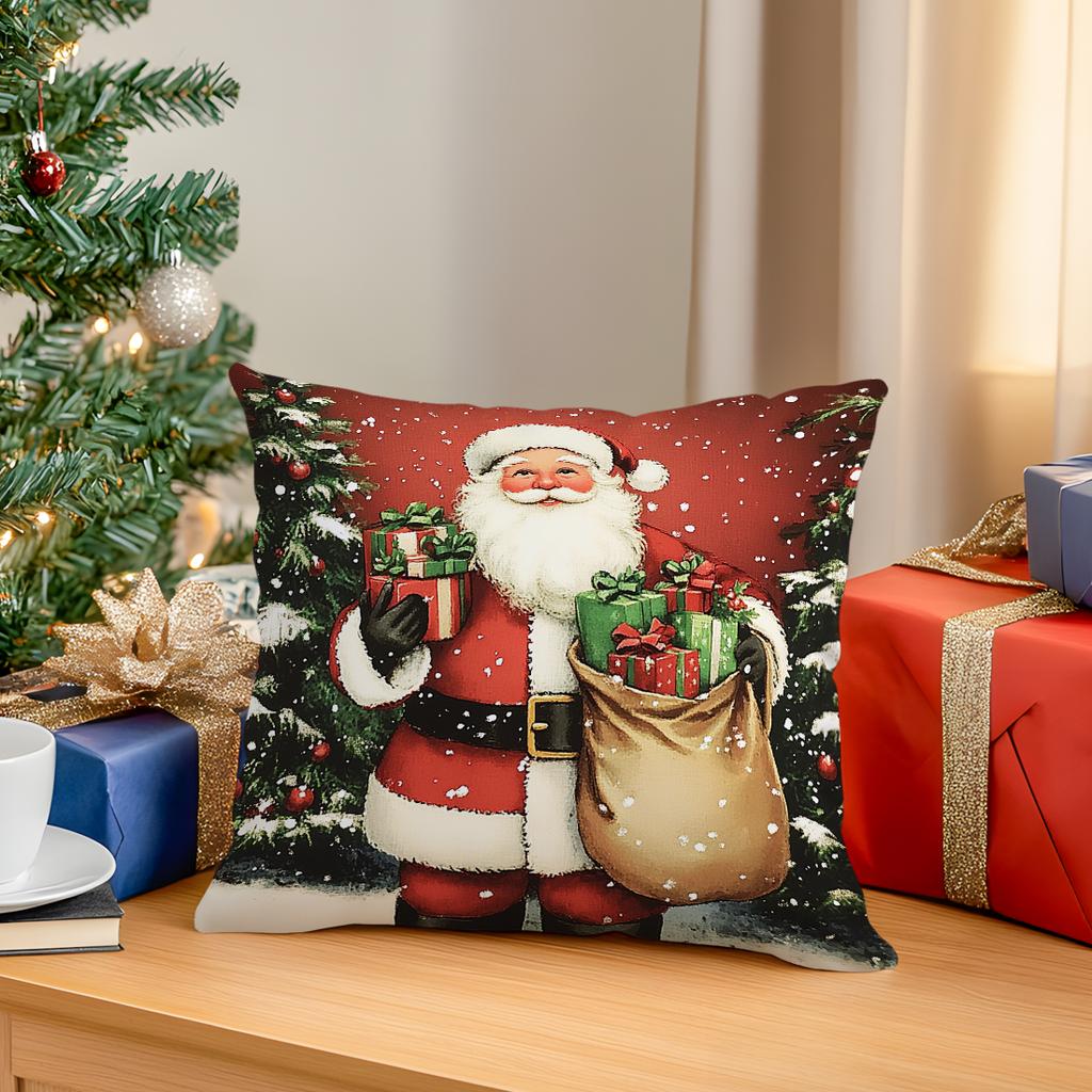 Santa Claus Cushions Pillowcase Polyester Cushion Cover Throw Pillow Sofa Decoration Pillowcover Home Car Sofa Decor