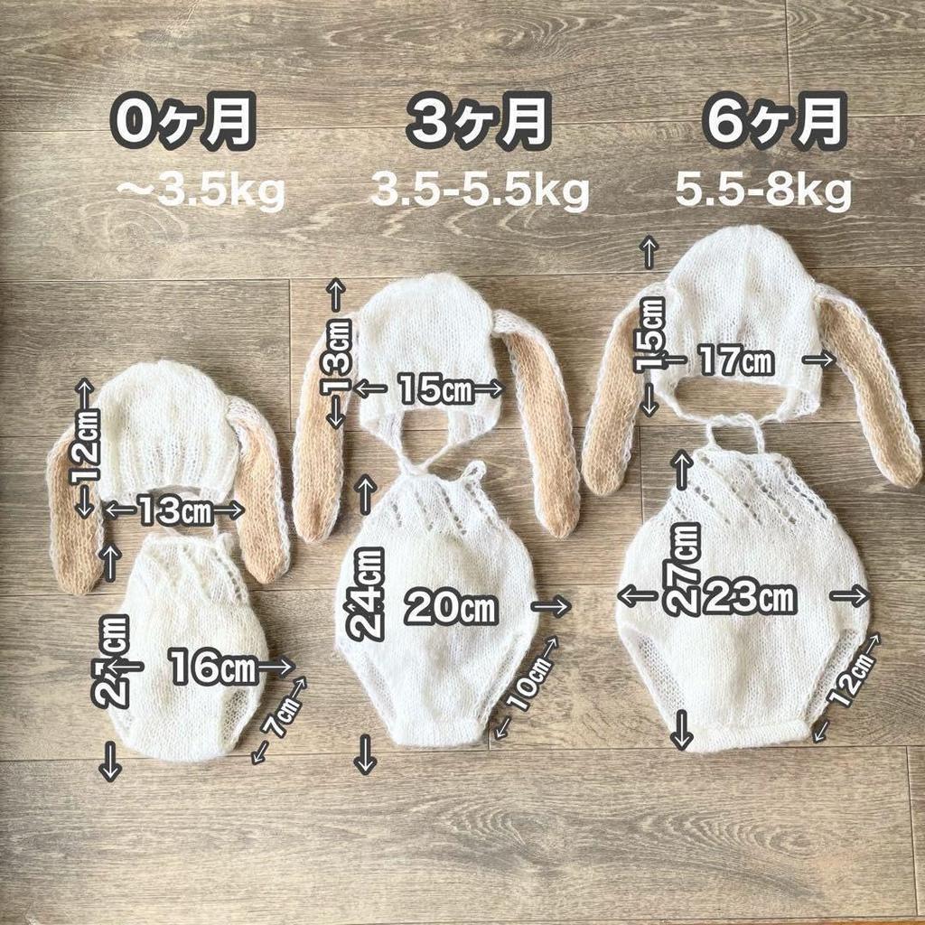 Bunny Ear Hat and Knitted Overalls for Newborn and Monthly Photoshoots [NANA's Shop] Photoshoots, Bonnet, (Gray)