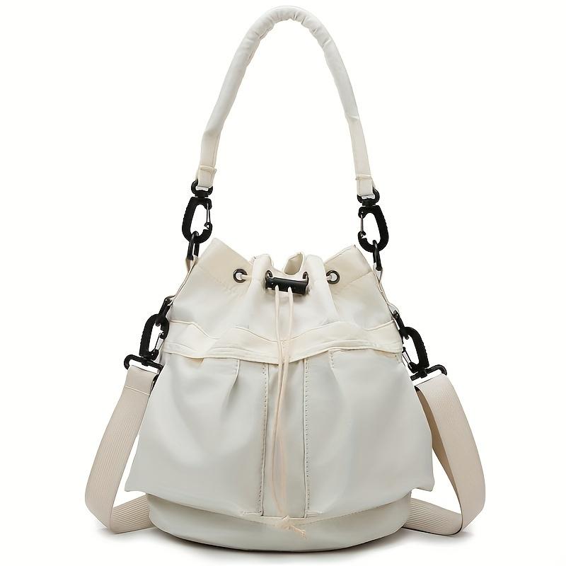 Women'S Casual Dual-Purpose Shoulder Bag, Multifunctional Large-Capacity Crossbody Bag, Drawstring Tote, Everyday Commuting Bag for Wallet And Phone