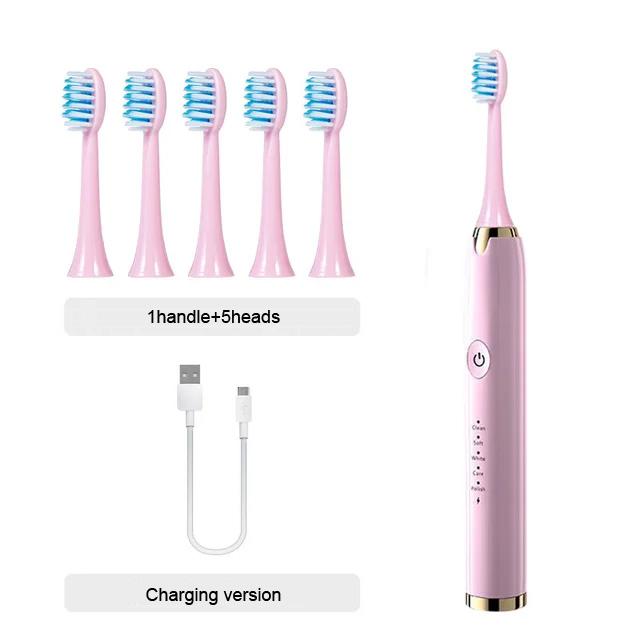 New Smart Electric Toothbrush USB Rechargeable Teeth Clean Whitening Sonic Toothbrush Timing Tooth Brush With Replacement Heads