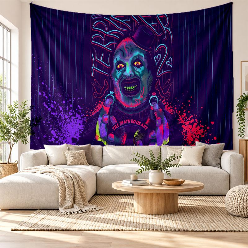 Terrifier Art the Clown Wandteppich Heimdekoration Hängendes Tuch Kunst Hintergrundteppich für Schlafzimmer