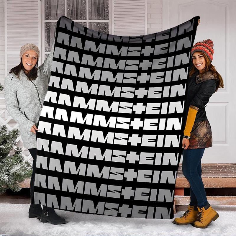 1pc Rammstein2 Theme Blanket - Digital Print, Polyester, Cozy for All Seasons, Perfect for Outdoor, Camping, and Travel