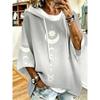 Plus Size Women's Short Sleeve Hooded Top, Blue Moon Star Print Loose Off Shoulder Hoodie