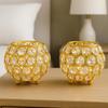 Pack of 2 Tea Light Crsytal Candle Holder - Pooja Diya Decoreation Items for Home Diwali Brass Puja Item Unique Christams Diwali Gift