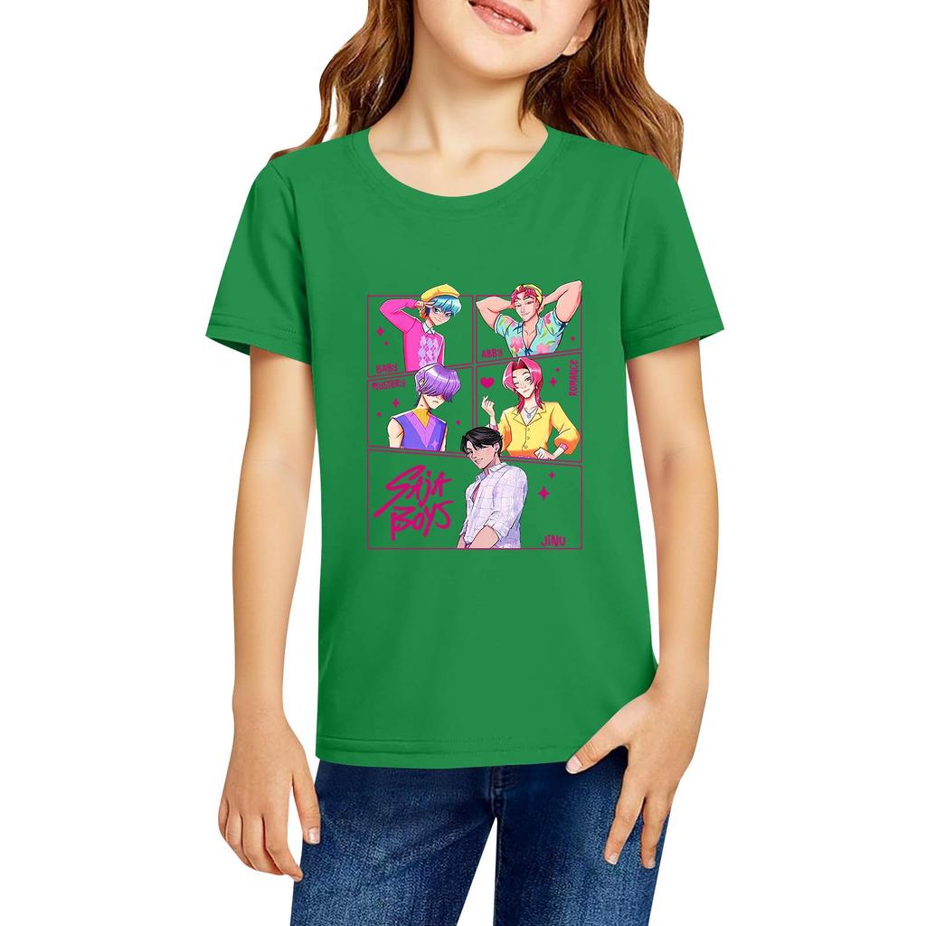 Fashionable Round Neck Short Sleeve Work Clothes Printed Tops For KID Summer Tops
