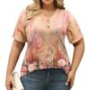 T-shirt Top Casual Stampata da Donna con Scollo a V a Maniche Corte Taglia Larga