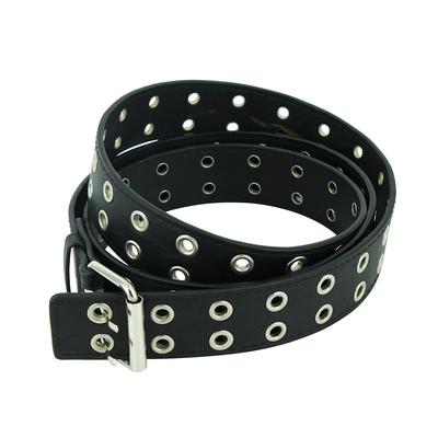Cintura a catena punk da donna alla moda, regolabile, nera, con doppio occhiello singolo, fibbia in metallo, in pelle, da uomo, per jeans