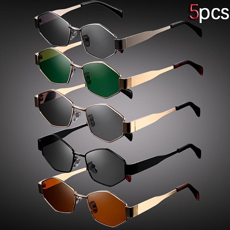 

5pcs Polygonal small frame diamond shaped fashionable unisex metal glasses suitable for birthday gifts and photography props