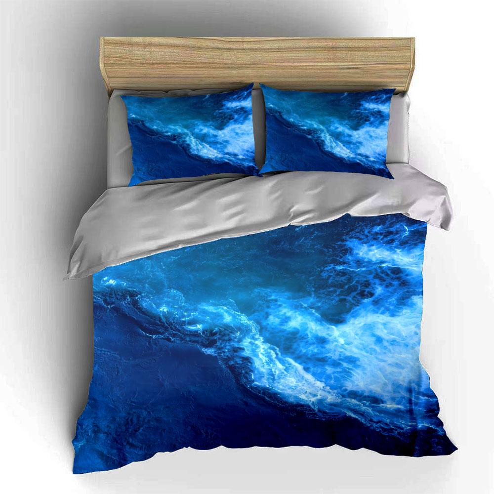 Ocean waves in motion. Print Bedding Set 1 Duvet Cover 2 Pillowcases for Adult and Children Luxury Gift Full Size